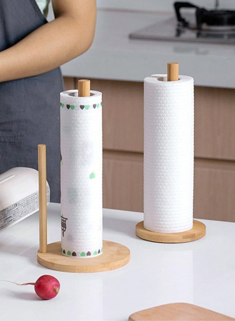Wooden Paper Towel Holder Stand – Freestanding Bamboo or Beech Tissue Roll Dispenser with Non-Slip Base – Space-Saving, No-Drill Countertop Organizer for Kitchen, Bathroom, Dining Room & Bedroom – Easy Assembly, Fits Standard & Jumbo Rolls - Image 2