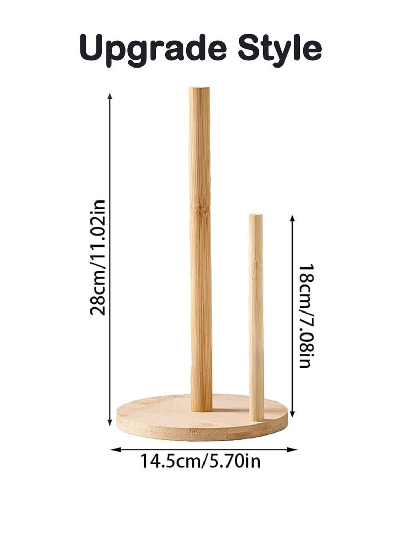 Wooden Paper Towel Holder Stand – Freestanding Bamboo or Beech Tissue Roll Dispenser with Non-Slip Base – Space-Saving, No-Drill Countertop Organizer for Kitchen, Bathroom, Dining Room & Bedroom – Easy Assembly, Fits Standard & Jumbo Rolls - Image 4