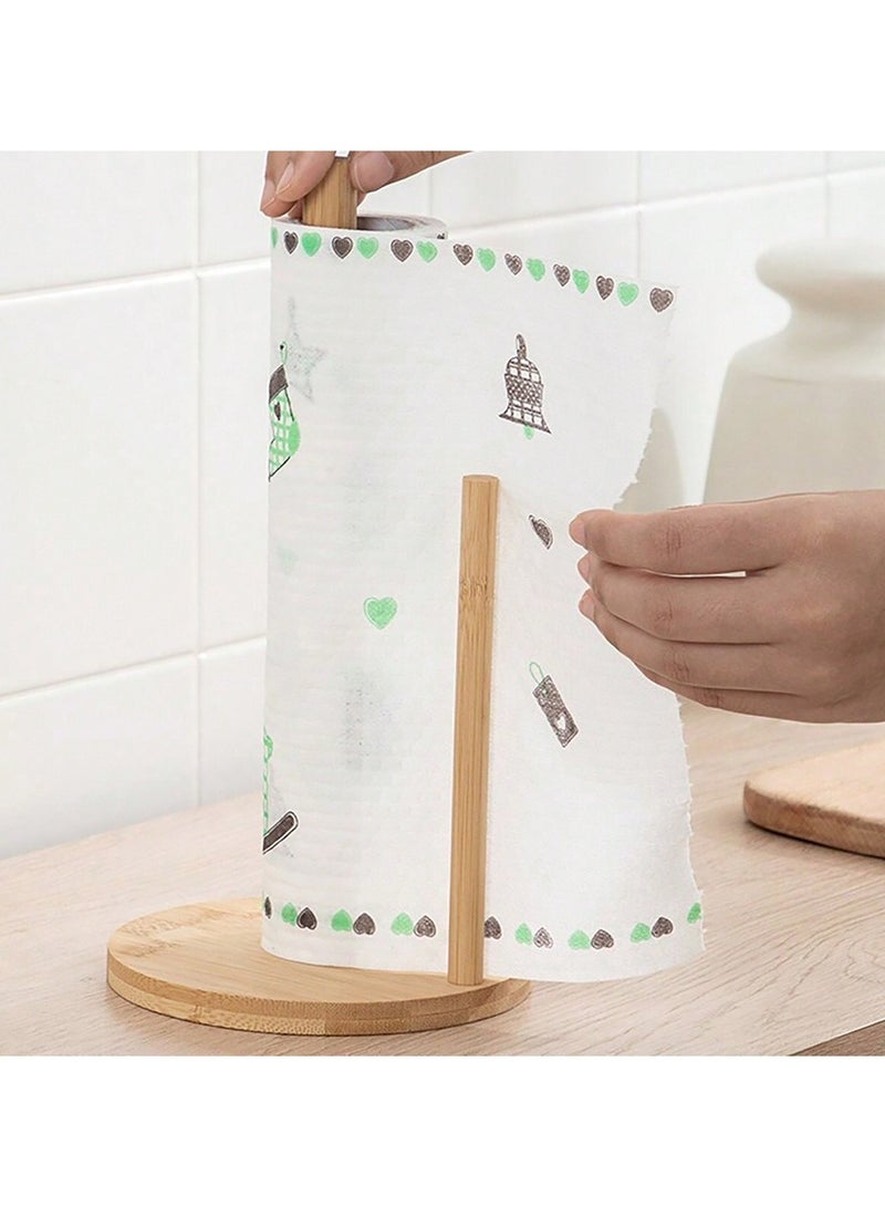 Wooden Paper Towel Holder Stand – Freestanding Bamboo or Beech Tissue Roll Dispenser with Non-Slip Base – Space-Saving, No-Drill Countertop Organizer for Kitchen, Bathroom, Dining Room & Bedroom – Easy Assembly, Fits Standard & Jumbo Rolls - Image 5