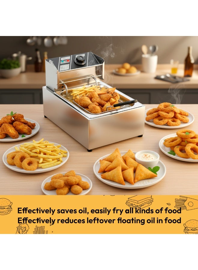 رايتشر مقلاة عميقة من الفولاذ المقاوم للصدأ مع فلتر سلة، مناسبة للدجاج المقلي، والروبيان، والبطاطس المقلية، ورقائق البطاطس، وما إلى ذلك، مقلاة كهربائية منزلية بفتحة واحدة، سهلة التنظيف - Image 4