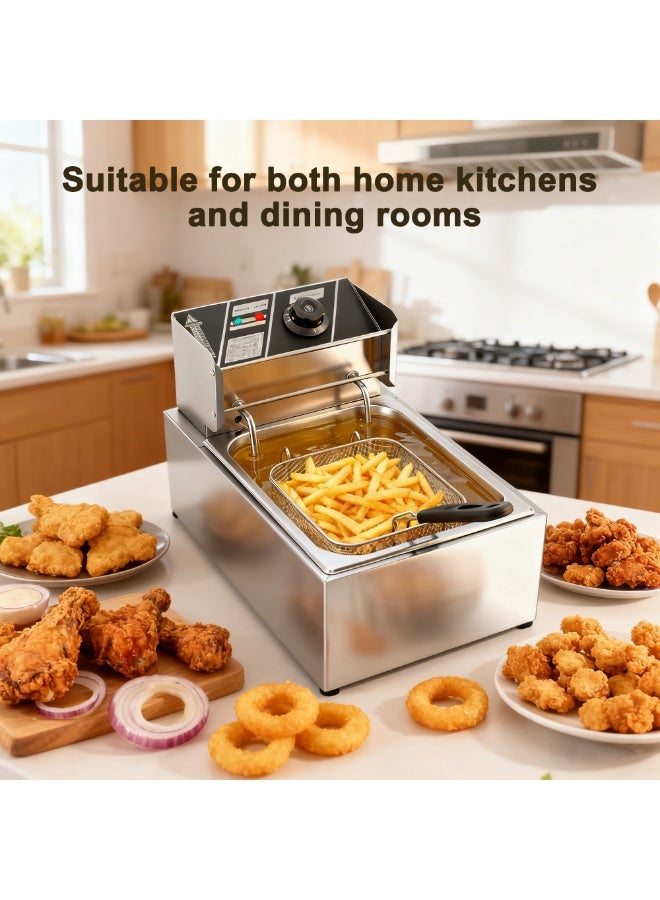 رايتشر مقلاة عميقة من الفولاذ المقاوم للصدأ مع فلتر سلة، مناسبة للدجاج المقلي، والروبيان، والبطاطس المقلية، ورقائق البطاطس، وما إلى ذلك، مقلاة كهربائية منزلية بفتحة واحدة، سهلة التنظيف - Image 5
