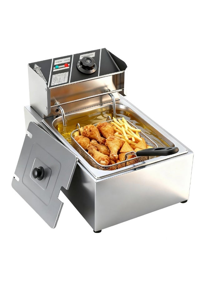 رايتشر مقلاة عميقة من الفولاذ المقاوم للصدأ مع فلتر سلة، مناسبة للدجاج المقلي، والروبيان، والبطاطس المقلية، ورقائق البطاطس، وما إلى ذلك، مقلاة كهربائية منزلية بفتحة واحدة، سهلة التنظيف - Image 1