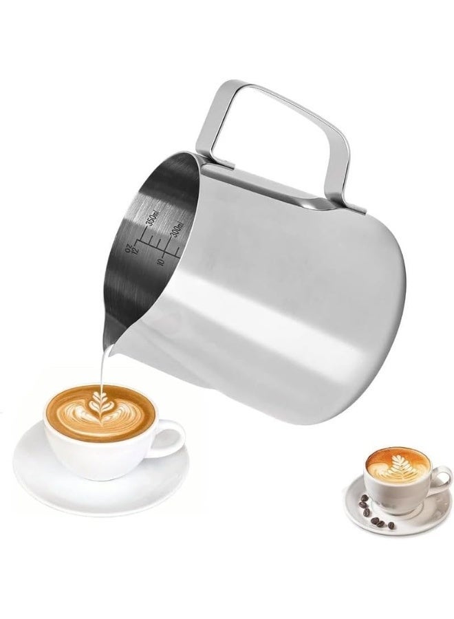 350ml Stainless Steel Milk Frothing Pitcher for Coffee Machine, Milk Jug with Measurement Markings, Coffee Milk Steaming and Frothing Pitcher for Cappuccino, Espresso and Barista Use - Image 3