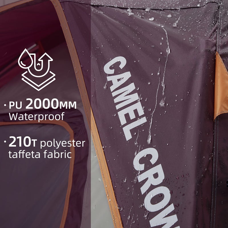 CAMEL CROWN خيام كاميل كراون للتخييم 4/8 أشخاص مقاومة للماء سهلة التركيب قابلة للطي للخارج للتخييم مع 4 أشخاص عائلة - Image 4