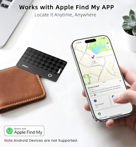 Dsquu Wallet Tracker Card Air-Tag (iOS Only) Ultra-Thin 0.07in IP68 Waterproof Bluetooth Tracker for Wallets, Passport, Work with Apple Find My, Wireless Charging, Anti-Loss Card Locator iOS Only (2 Pack) - Image 2