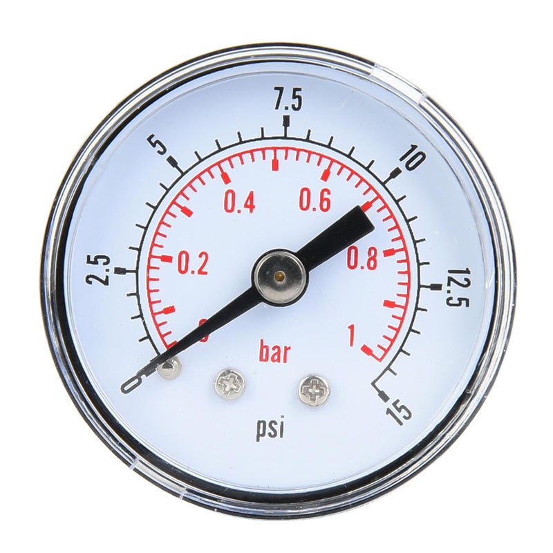 Mechanical Pressure Gauge 0 15psi 0 1bar 1 8inch BSPT Back Connection Durable Metal Case - Image 1