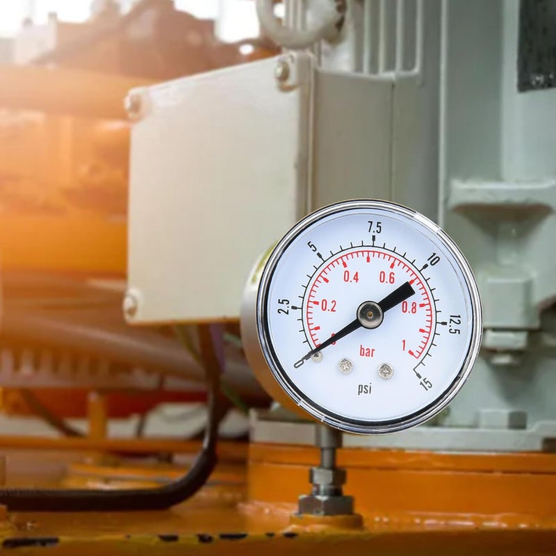 Mechanical Pressure Gauge 0 15psi 0 1bar 1 8inch BSPT Back Connection Durable Metal Case - Image 3
