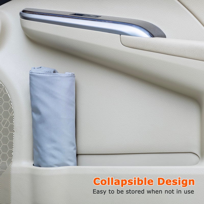 Ginsco New Leak-Proof Travel Car Trash Bag, 3.5 Gallons Large Capacity Hanging Car Trash Can with Hook and Loop Lid and Handle, Multipurpose Trash Bin with Storage Pockets for SUV RV, Atomic Silver - Image 3