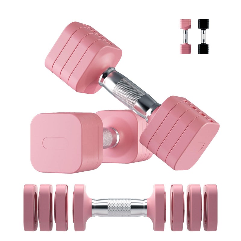 RUNWE 10lb Dumbbell Set of 2-4 in 1 Fast Adjustable Free Weight Set, Each 4lb 6lb 8lb 10lb for Women & Men Exercise Fitness for Home Gym, Also Can Be Used Push Up Bar - Image 1