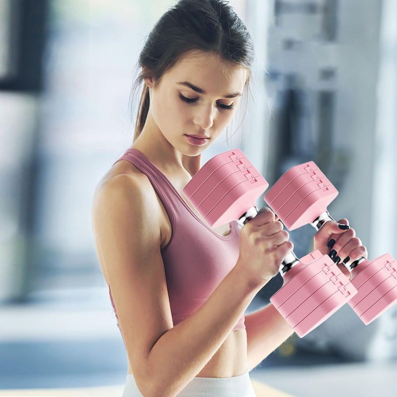 RUNWE 10lb Dumbbell Set of 2-4 in 1 Fast Adjustable Free Weight Set, Each 4lb 6lb 8lb 10lb for Women & Men Exercise Fitness for Home Gym, Also Can Be Used Push Up Bar - Image 2