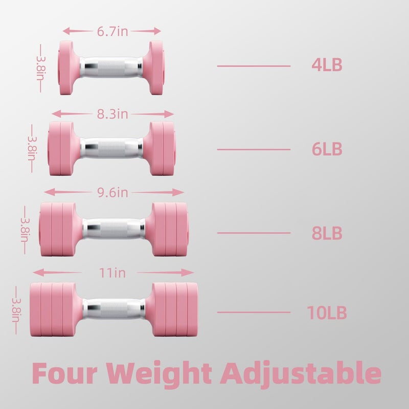 RUNWE 10lb Dumbbell Set of 2-4 in 1 Fast Adjustable Free Weight Set, Each 4lb 6lb 8lb 10lb for Women & Men Exercise Fitness for Home Gym, Also Can Be Used Push Up Bar - Image 4