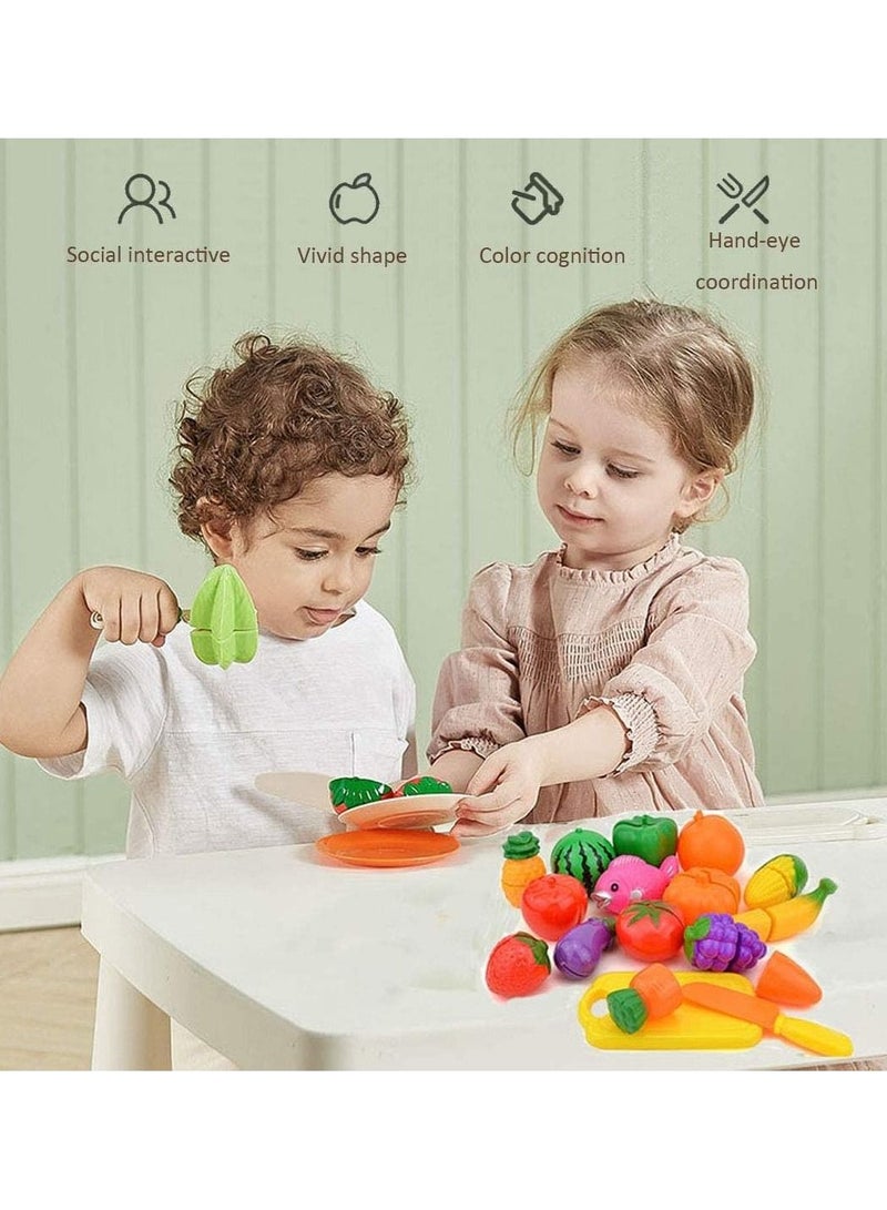 Pretend Play Plastic Kitchen Food Toys Cutting Fruit and Vegetables Children Fun Educational Eco-Friendly ABS Develop Logical Thinking For Kids Play House Random Color And Style Set Of 11 PCS - Image 2