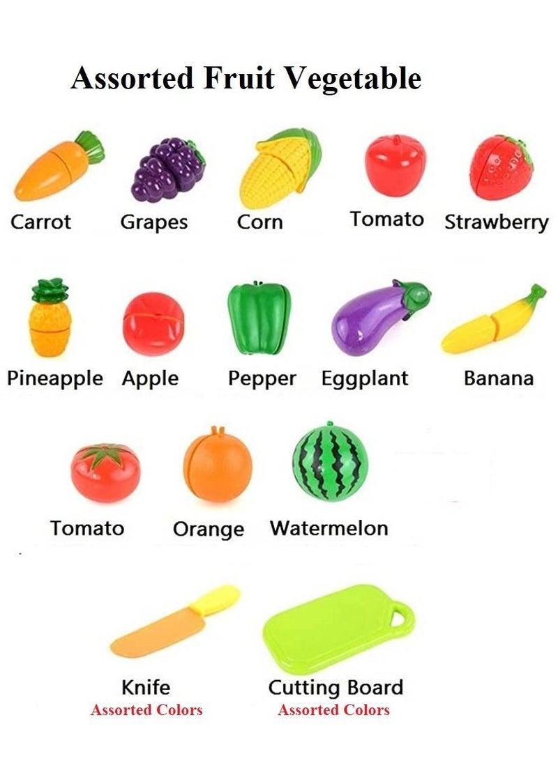 Pretend Play Plastic Kitchen Food Toys Cutting Fruit and Vegetables Children Fun Educational Eco-Friendly ABS Develop Logical Thinking For Kids Play House Random Color And Style Set Of 11 PCS - Image 3