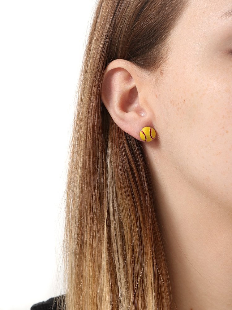 GIMMEDAT Softball Enamel Stud Charm Earrings Jewelry Women Player Mom Fan Gift - Image 2
