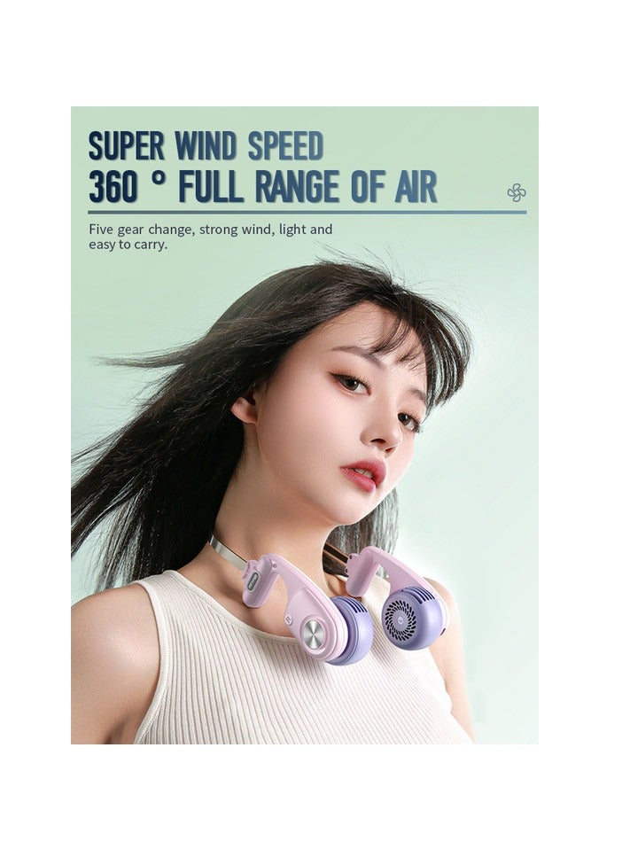 360° Surround Airflow Neck Fan Rechargeable, Portable Bladeless Neck Fan, Low Noise, Lightweight Durable, Suitable For Sports, Camping, Travel, Walking - Image 2