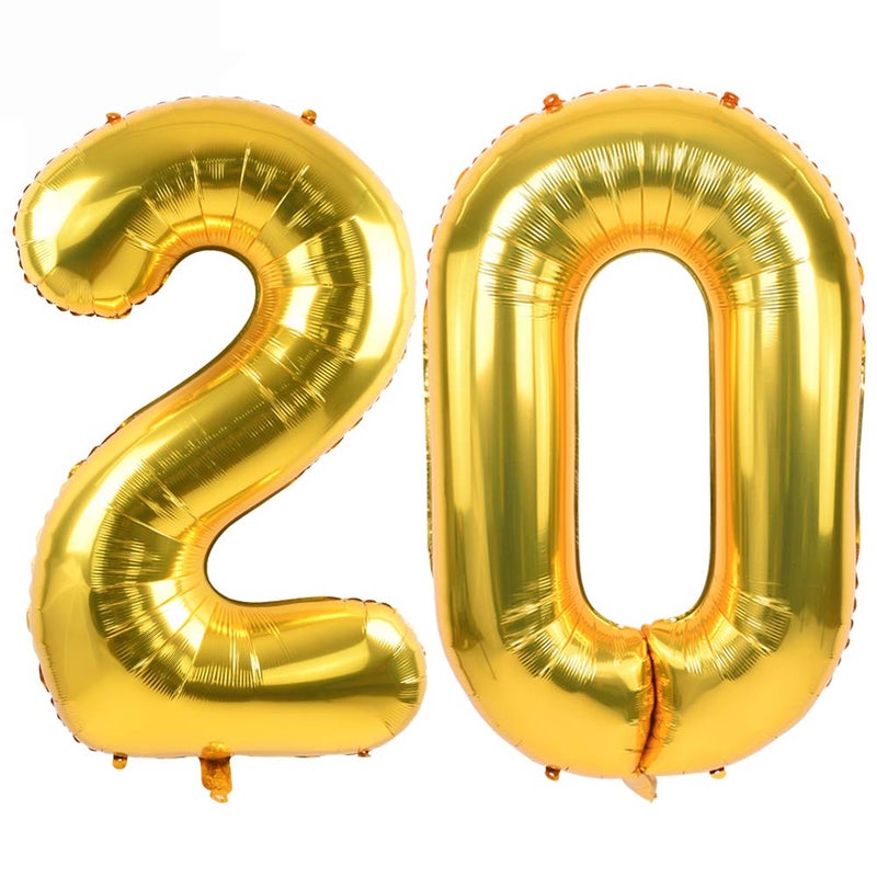 TONIFUL 40 Inch Gold Large Numbers Balloon Birthday Party Decorations Foil Mylar Big Number Balloon Digital 20 for 2026 Graduation New Year Eve 20th Birthday 20th Anniversary Ceremony Photo Shoot - Image 3