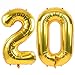 TONIFUL 40 Inch Gold Large Numbers Balloon Birthday Party Decorations Foil Mylar Big Number Balloon Digital 20 for 2026 Graduation New Year Eve 20th Birthday 20th Anniversary Ceremony Photo Shoot - Image 4