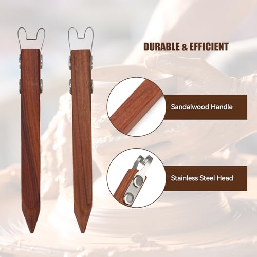 Ismosm Pottery Trimming Tool for Clay & Ceramics Bottom Foot, Clay Wheel Throwing Carving Scraper, Stainless Steel Shapers with Red Sandalwood Handle – Ideal for Bowl, Cup & Vase Base Trimming (6mm Width) - Image 5