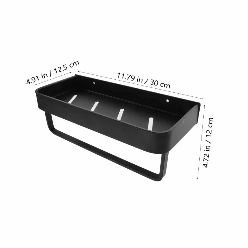 30cm Wall Mount Towel Rack Stainless Steel Bathroom Shelf No Drill - Image 5