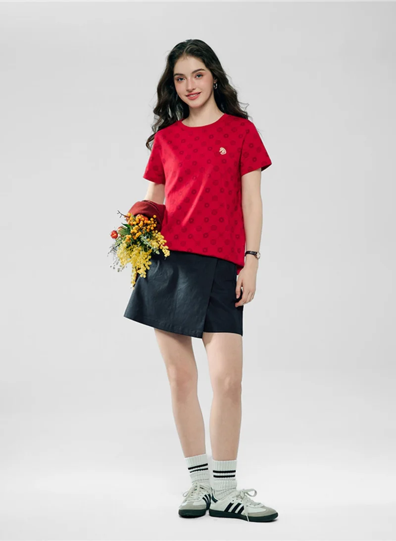 GIORDANO  Women’s Comfort Fit Cotton Crew Neck Print Tee for Women | Best Price UAE