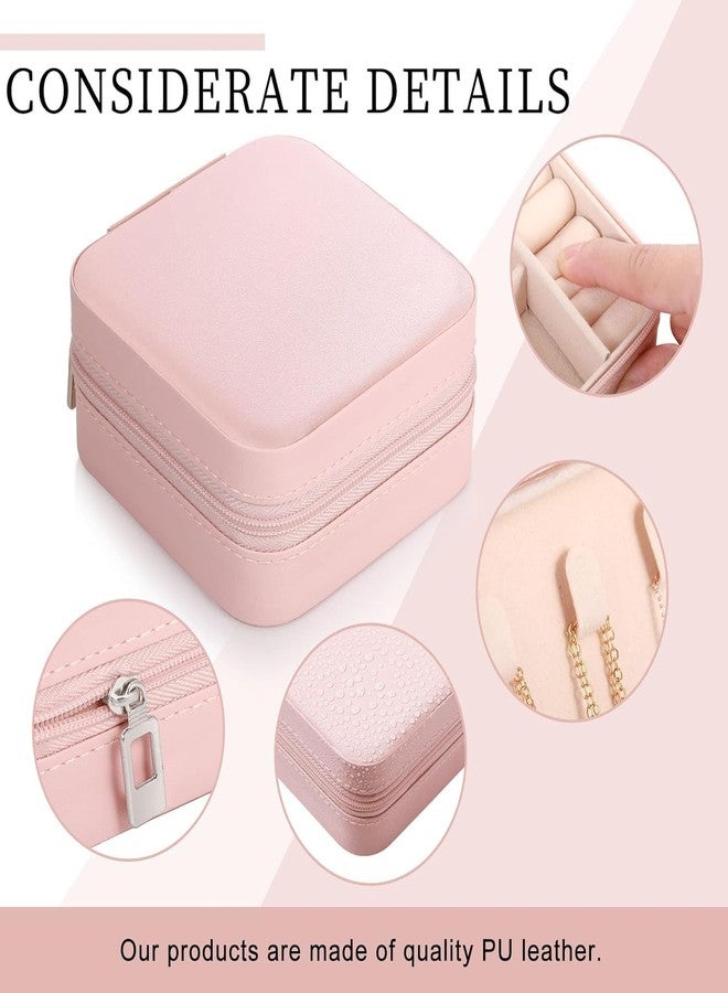 JAPP Mini Jewelry Travel Case, PU Leather Travel Jewelry Organizer Box, Small Portable Portable Jewellery Storage Holder for Womens Rings Earrings Necklaces Bracelets (Pink) (Pink 12 Packs) - Image 2