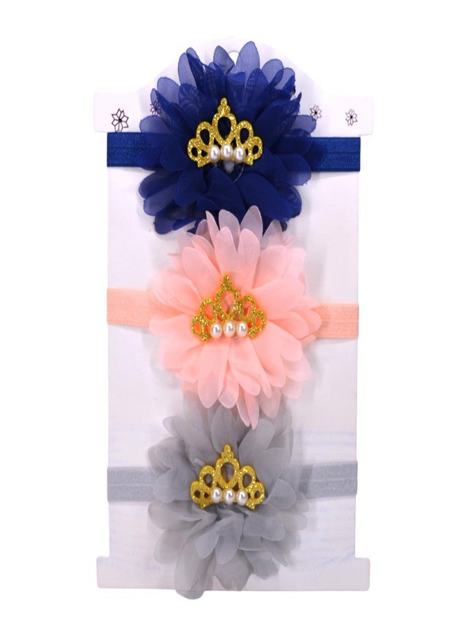 SYGA Pack of 3 Baby Headband | Soft, Stretchable & Comfortable Hairbands for Baby Girls | Floral & Bow Design | Perfect for Newborns, Infants & Toddlers 0–3 Year(Design-16) - Image 1