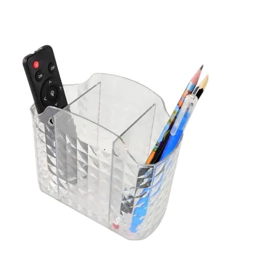 Simplyhut Wall Mounted Toothbrush Holder - Self-Adhesive Bathroom Organizer Stand for Toothbrush, Toothpaste, Makeup Brushes & Cutlery, Acrylic Multipurpose Desk Holder for Bathroom, Kitchen & Office - Image 1