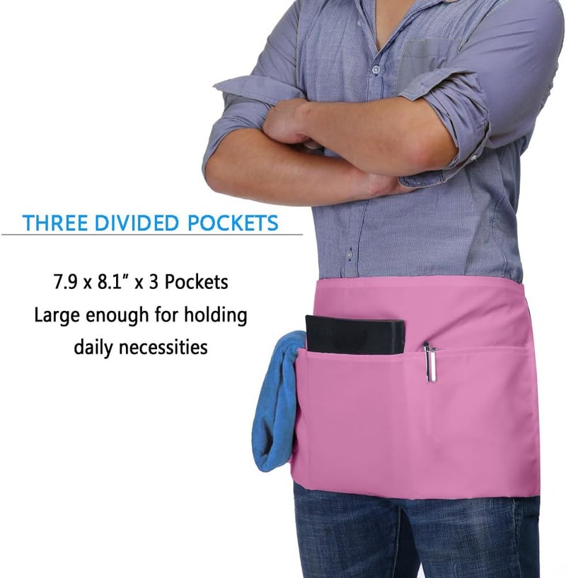 BOHARERS Waist Apron with 3 Pockets - Black Waitress Waiter Server Short Aprons - Image 3
