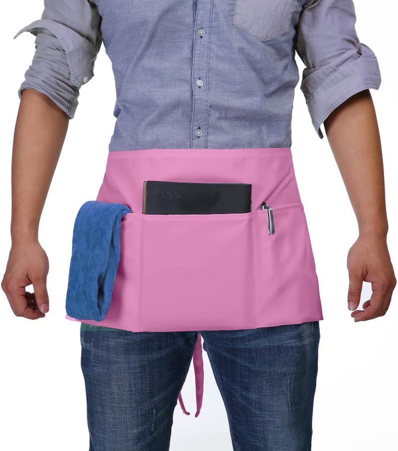 BOHARERS Waist Apron with 3 Pockets - Black Waitress Waiter Server Short Aprons - Image 5