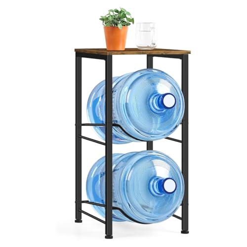 ecofynd 2 Tier Water Dispenser Stand with Top Shelf, Heavy Duty Water Cooler Storage Rack, 20 Litre Engineered Wood & Metal Bottle Holder for Home & Kitchen, Office, School, Hospitals, Restaurants - Image 1
