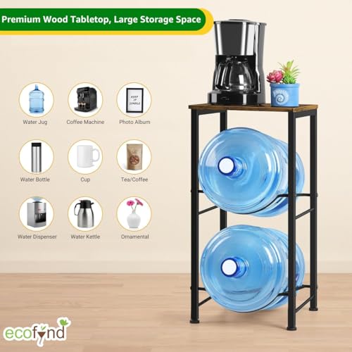 ecofynd 2 Tier Water Dispenser Stand with Top Shelf, Heavy Duty Water Cooler Storage Rack, 20 Litre Engineered Wood & Metal Bottle Holder for Home & Kitchen, Office, School, Hospitals, Restaurants - Image 4