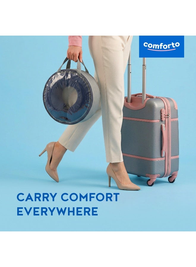 Comforto Travel Neck Pillow, U-Shape Support Pillow for Plane & Car, Soft Comfort Fit, Snap Closure, Portable for Travel, 26x25x13 cm - Image 3
