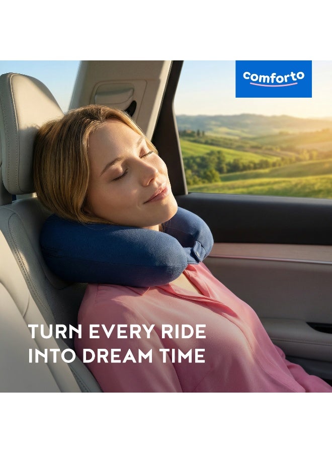 Comforto Travel Neck Pillow, U-Shape Support Pillow for Plane & Car, Soft Comfort Fit, Snap Closure, Portable for Travel, 26x25x13 cm - Image 4