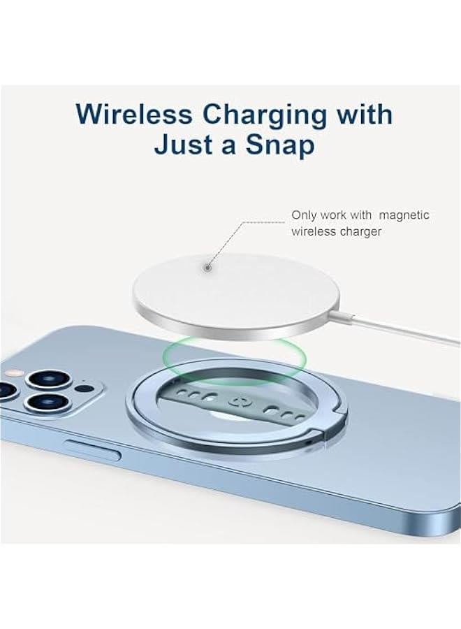 HOOKOR MagOne Phone Grip Stand with Silicone Finger Strap, Removable Magnetic Ring Holder Kickstand Loop, Accessories for iPhone 15, 14, 13 Pro/Max/Plus (Blue) - Image 3