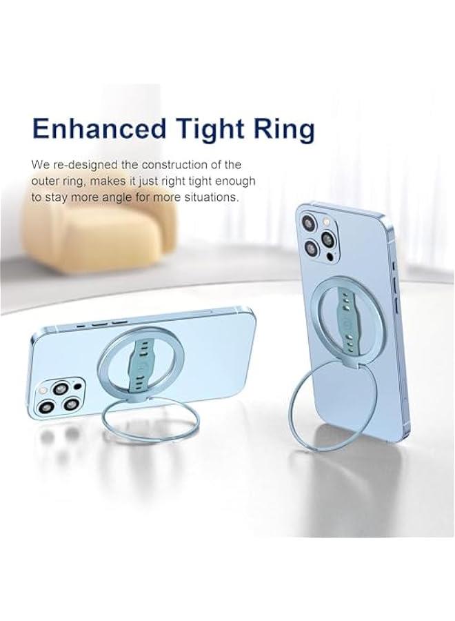 HOOKOR MagOne Phone Grip Stand with Silicone Finger Strap, Removable Magnetic Ring Holder Kickstand Loop, Accessories for iPhone 15, 14, 13 Pro/Max/Plus (Blue) - Image 4