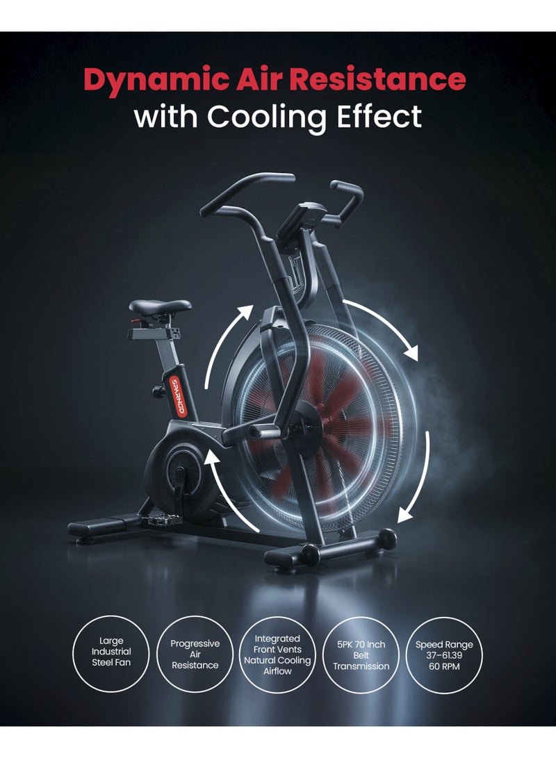 Sparnod Fitness دراجة سبايرنود فيتنس SAB-13 التجارية – عجلة مروحة، 165 برنامج محدد مسبقًا، وحدة تحكم فترات، مقعد مريح قابل للتعديل، مستشعر معدل ضربات القلب، إطار فولاذي ثقيل، سعة 150 كجم - Image 3