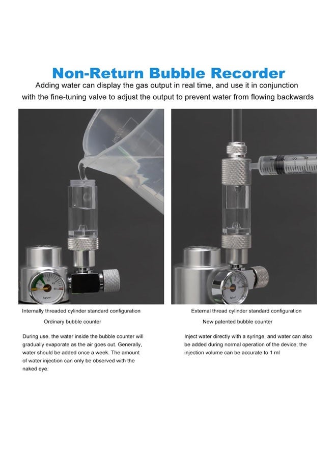 PK Aquarium CO2 Kit, 2L Capacity Reactor With Regulator, Easy-To-Use, High-Efficiency,Durable For Aquarium Decoration Silver - Image 5