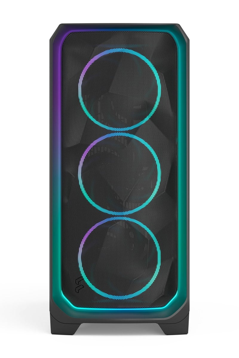 Fractal Design Meshify 3 Ambience Pro RGB Mid-Tower ATX Case Black Steel Frame with Light Tint Tempered Glass, 3x 140mm Momentum RGB PWM Fans, 100-LED RGB Lighting, Adjust Pro RGB/Fan Hub, USB-C 20Gbps Front I/O, Advanced Cable Management, High Airflow Mesh Front Panel, Black | FD-C-MES3A-03 - Image 2