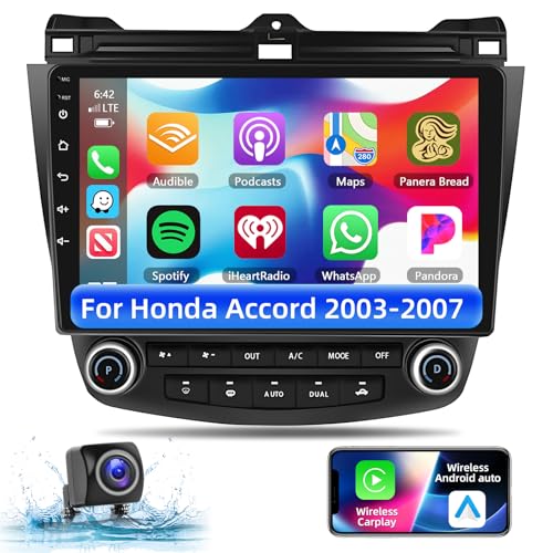Podofo راديو ستيريو سيارة أندرويد 13 لهوندا أكورد 7 2003-2007 مع أبل كار بلاي اللاسلكي وأندرويد أوتو، جهاز استقبال صوتي بلوتوث 10.1" مع مرآة رابط، FM، تحكم في عجلة القيادة، كاميرا خلفية 1080P - Image 1