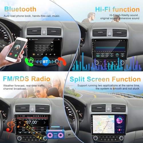 Podofo راديو ستيريو سيارة أندرويد 13 لهوندا أكورد 7 2003-2007 مع أبل كار بلاي اللاسلكي وأندرويد أوتو، جهاز استقبال صوتي بلوتوث 10.1" مع مرآة رابط، FM، تحكم في عجلة القيادة، كاميرا خلفية 1080P - Image 5