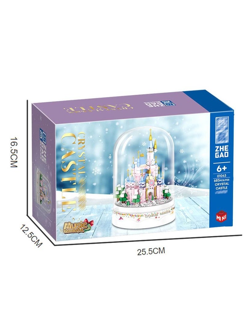 Pink Demon 683-Pieces of Mini Cartoon Crystal Castle Creative Model Jigsaw Puzzle Assembling Building Block Toys Castle Series Classic Creative Children's Building Block Toys - Image 2