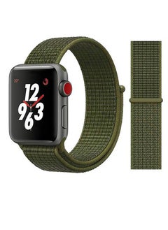 For Apple Watch Series (42MM 44MM 45mm) & Apple Watch Ultra (49mm) Nylon Sport Replacement Strap Bands With Adjustable Closure - Oil Green