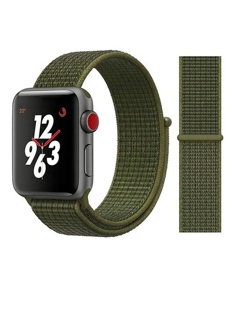 Generic - For Apple Watch Series (42MM 44MM 45mm) & Apple Watch Ultra (49mm) Nylon Sport Replacement Strap Bands With Adjustable Closure - Oil Green - Image 1
