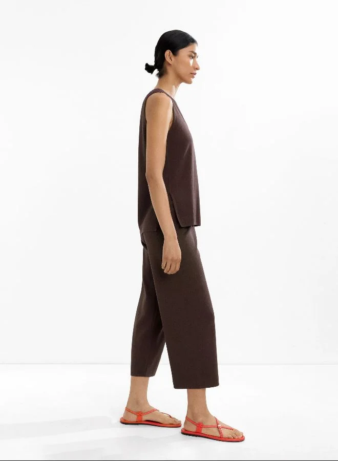 PARFOIS brown Cropped Knit Pants for Women | Best Price UAE