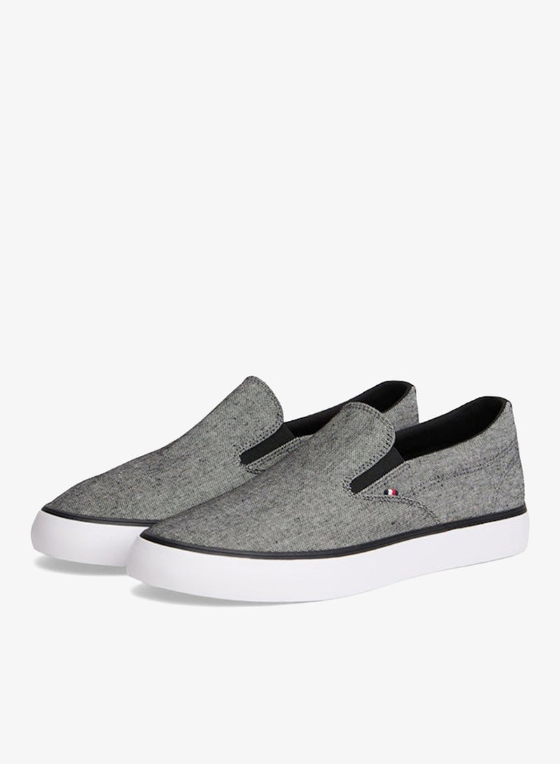 TOMMY HILFIGER Linen Chambray Jacquard Slip-On Trainers - Image 4