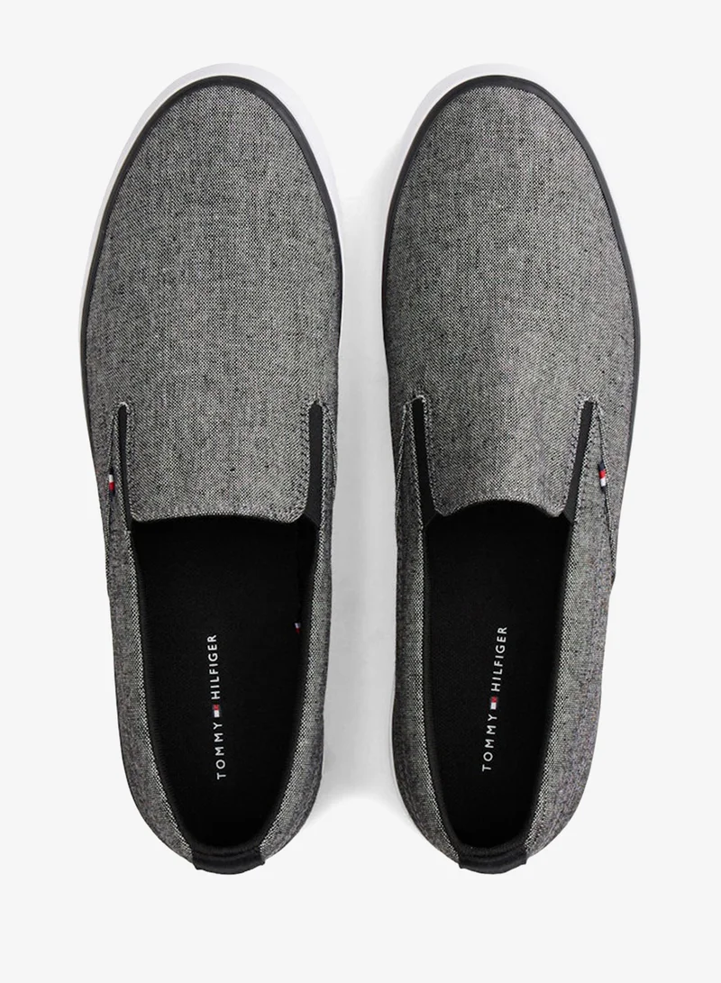 Tommy Hilfiger Black Linen Chambray Jacquard Slip-On Shoes for Men | Best Price UAE