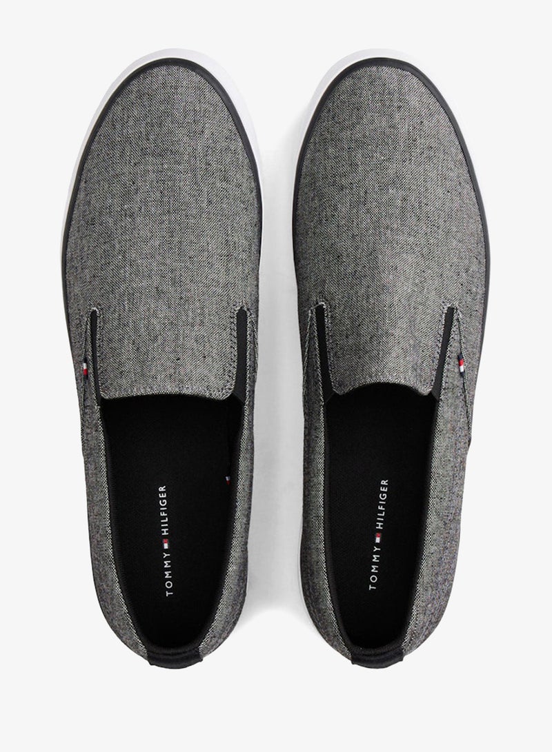 TOMMY HILFIGER Linen Chambray Jacquard Slip-On Trainers - Image 5