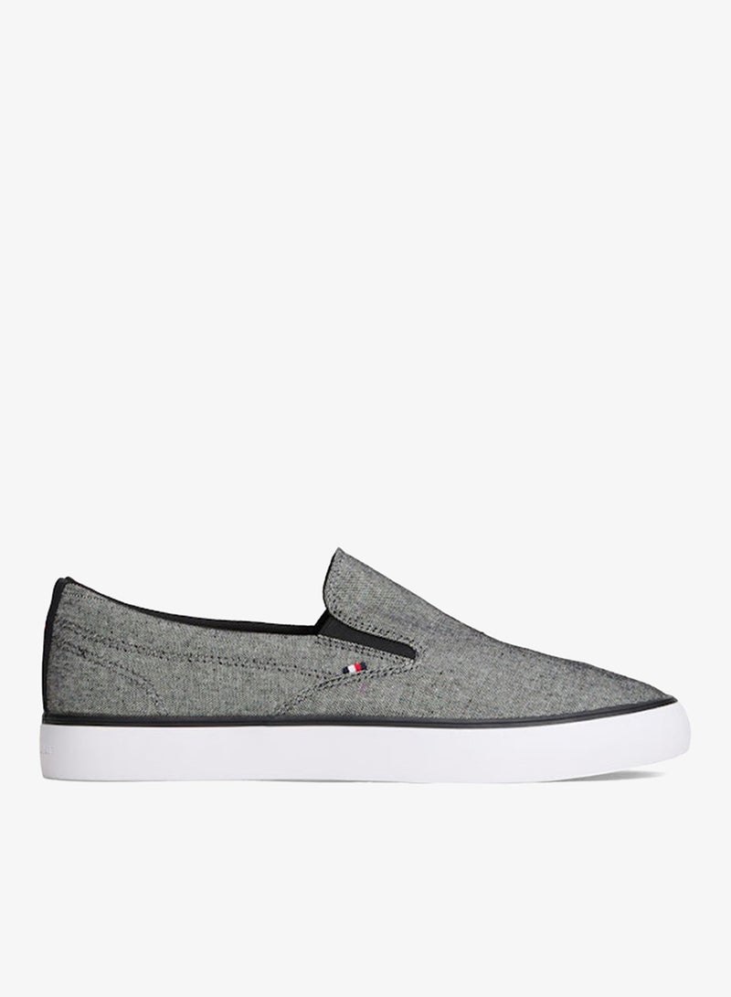 TOMMY HILFIGER Linen Chambray Jacquard Slip-On Trainers - Image 1