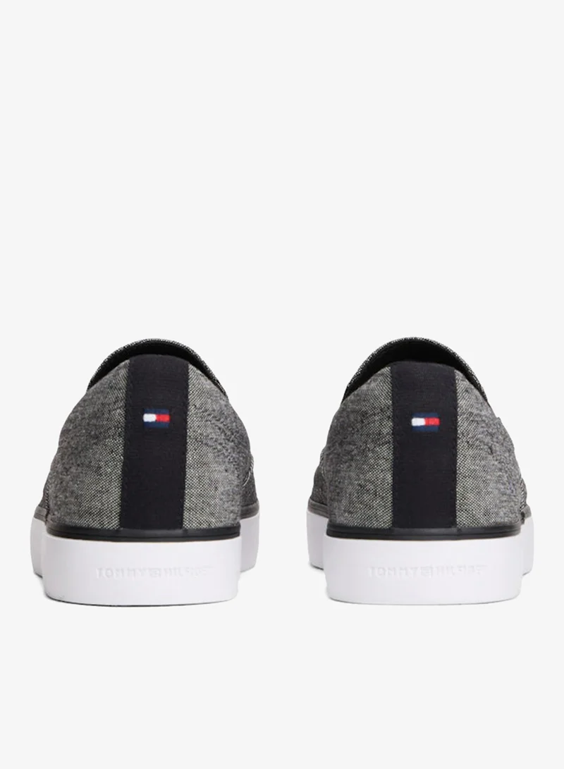 Tommy Hilfiger Black Linen Chambray Jacquard Slip-On Shoes for Men | Best Price UAE