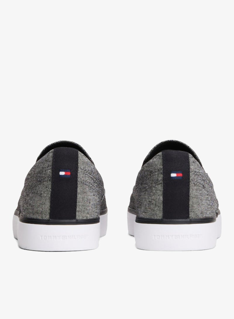 TOMMY HILFIGER Linen Chambray Jacquard Slip-On Trainers - Image 3